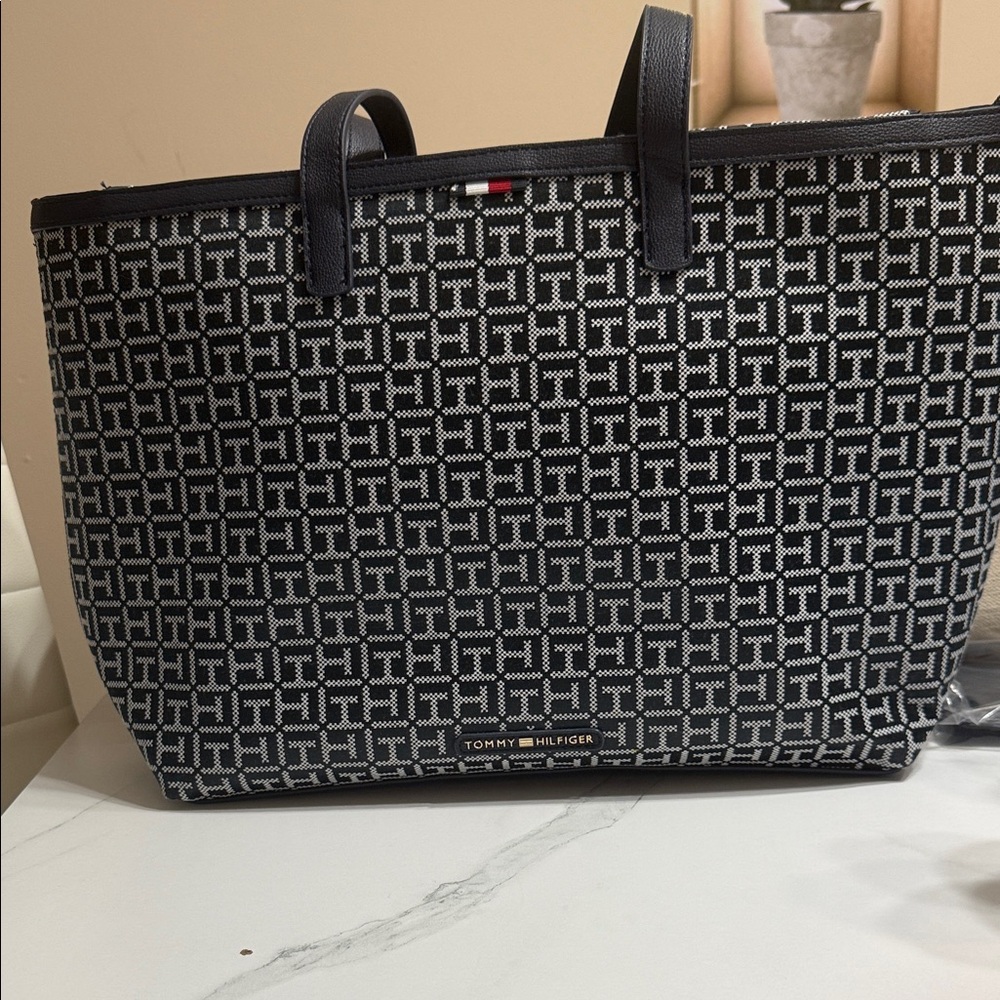 Tommy Hilfiger Monogram Black and Gray Tote